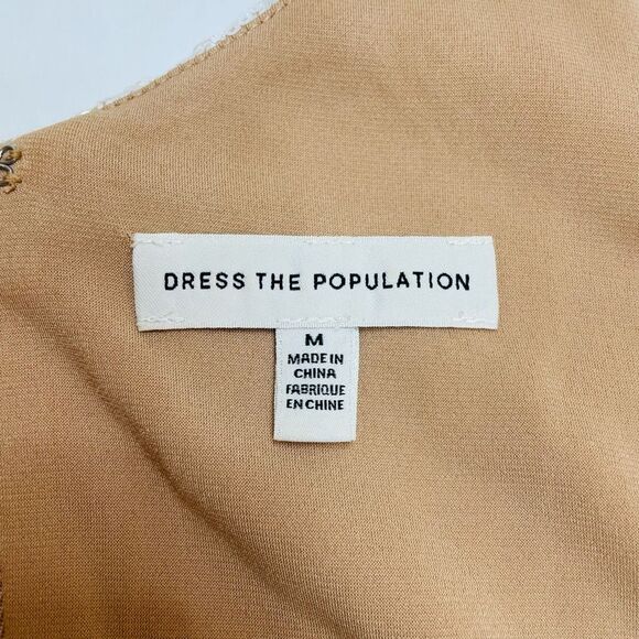 Dress The Population Blair Dress White Nude Sequin Lace Fit and Flare Dress Size - Picture 10 of 12